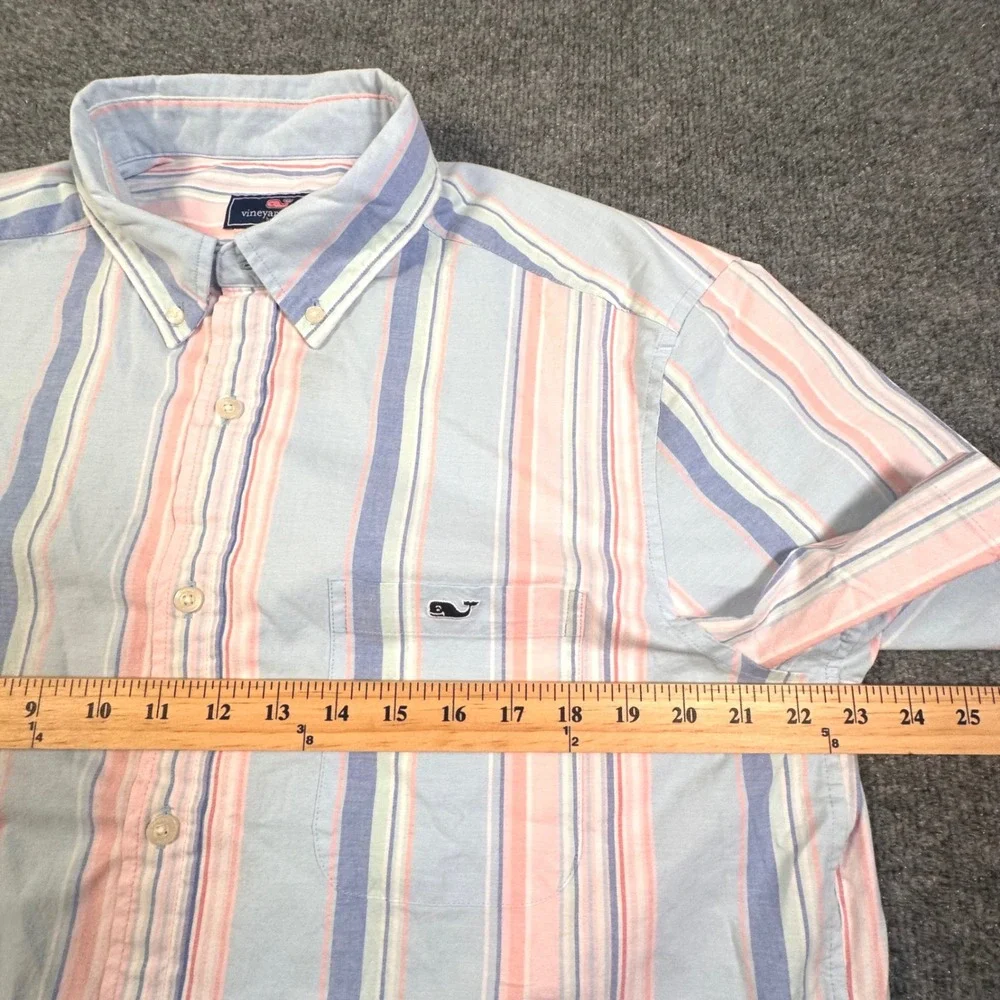 NWT Vineyard Vines Mens Awning‎ Stripe SS Classic Fit Shirt Jake Blue Large